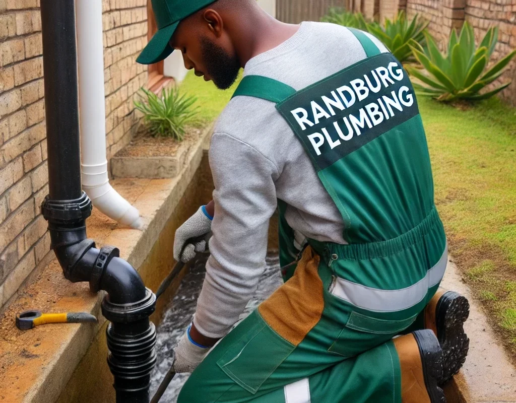 Technician from Randburg Plumbing performing drain cleaning